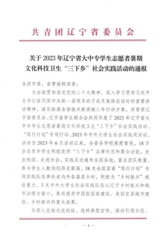 喜報｜我校在2023年遼寧省大中專學(xué)生志愿者暑期文化科技衛(wèi)生“三下鄉(xiāng)”社會實踐活動中獲獎